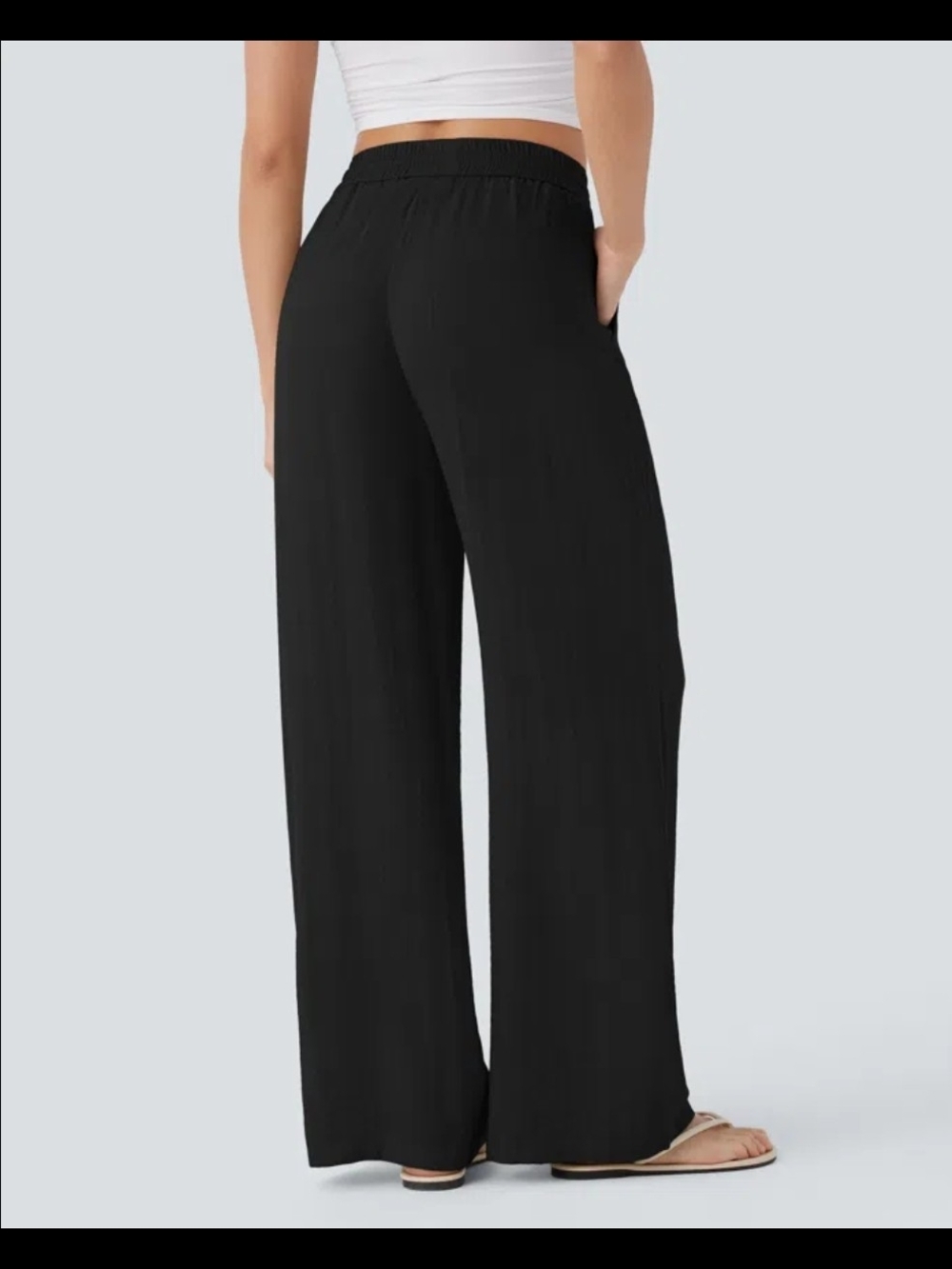 Size XL Tall HALARA Black Wide Leg Drawstring Pants - Picture 3 of 6